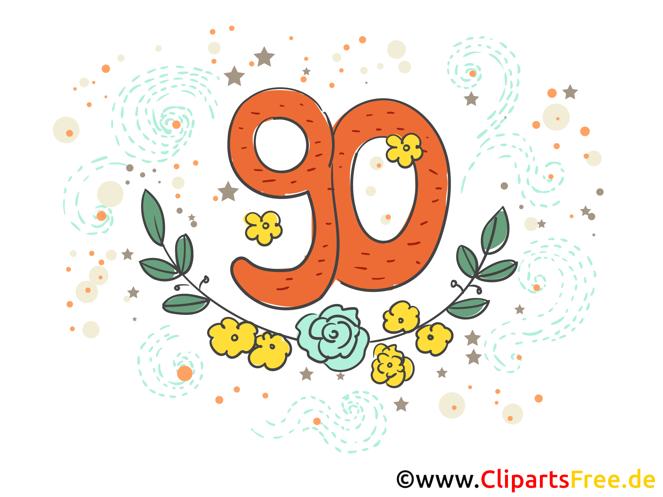Grusskarte Glückwünsche zum 90. Geburtstag Runde Geburtstage